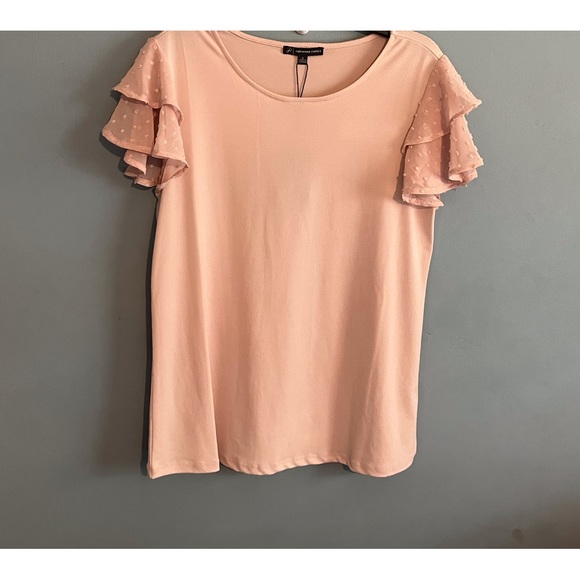 SELLING ADRIANNA PAPELL BLOUSE FOR WOMEN SIZE S COLOR CHAMPAGNE FLUTTER SLEEVE - Picture 7 of 8